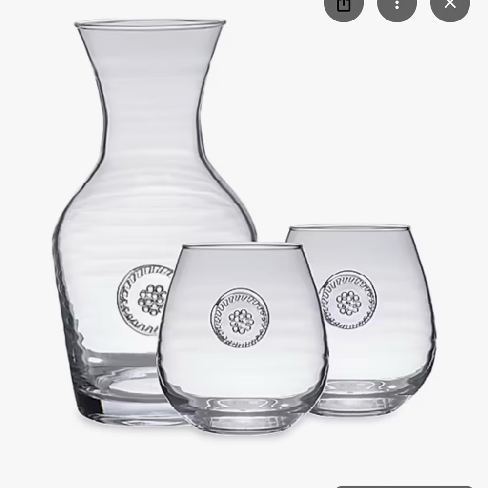 Juliana Berry and Thread Carafe and Red Wine Glasses